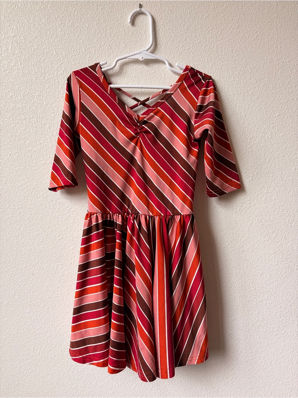 Dot Dot Smile 5/6 Striped Red & Pink Fit-and-Flare Twirl Dress